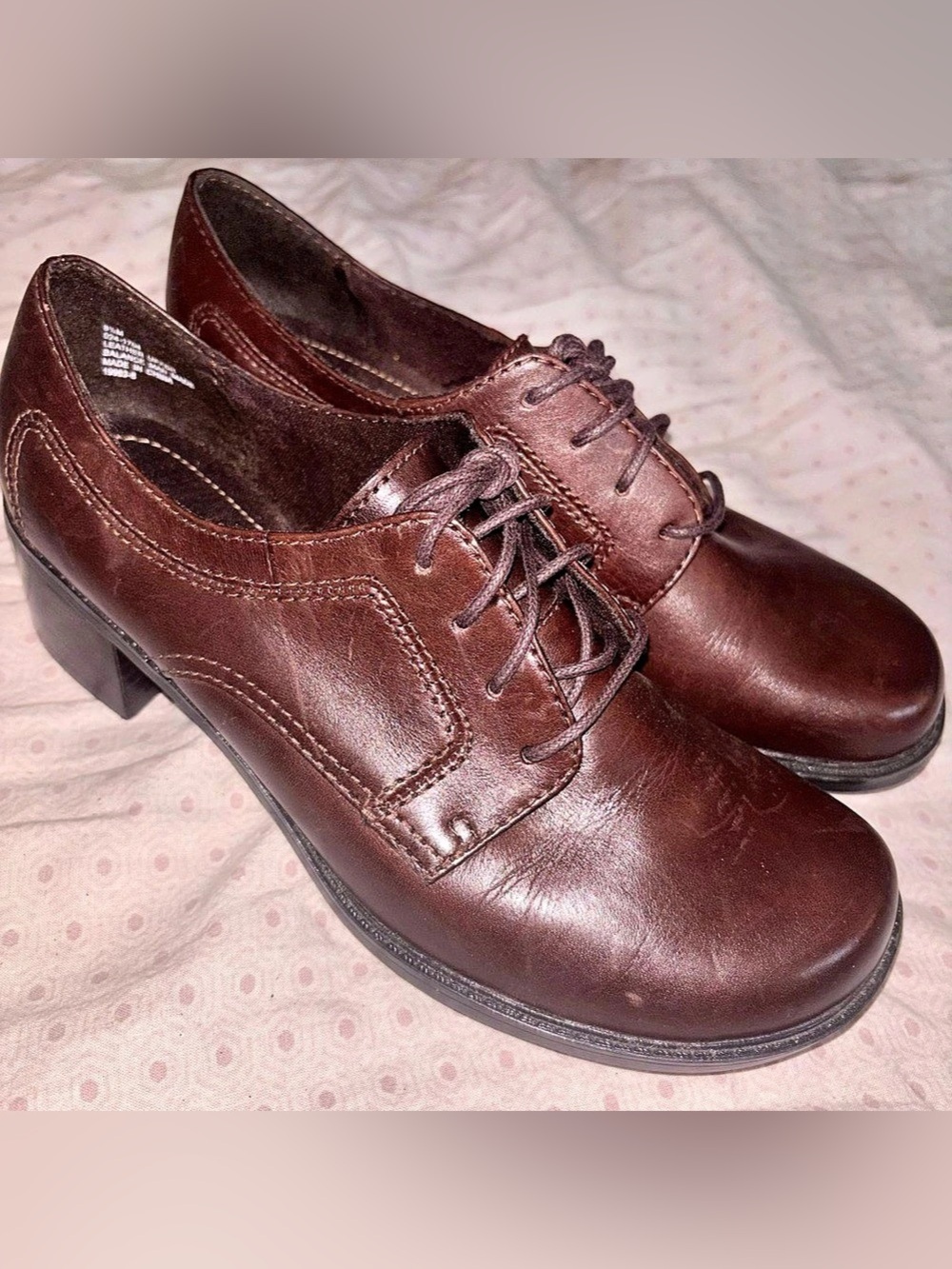 Vintage Dark Academia 90s St. John’s Bay Brown Leather Heeled Oxfords Size 8.5